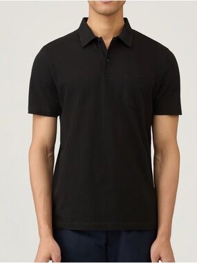 Sunspel Riviera Polo Shirt- Black
